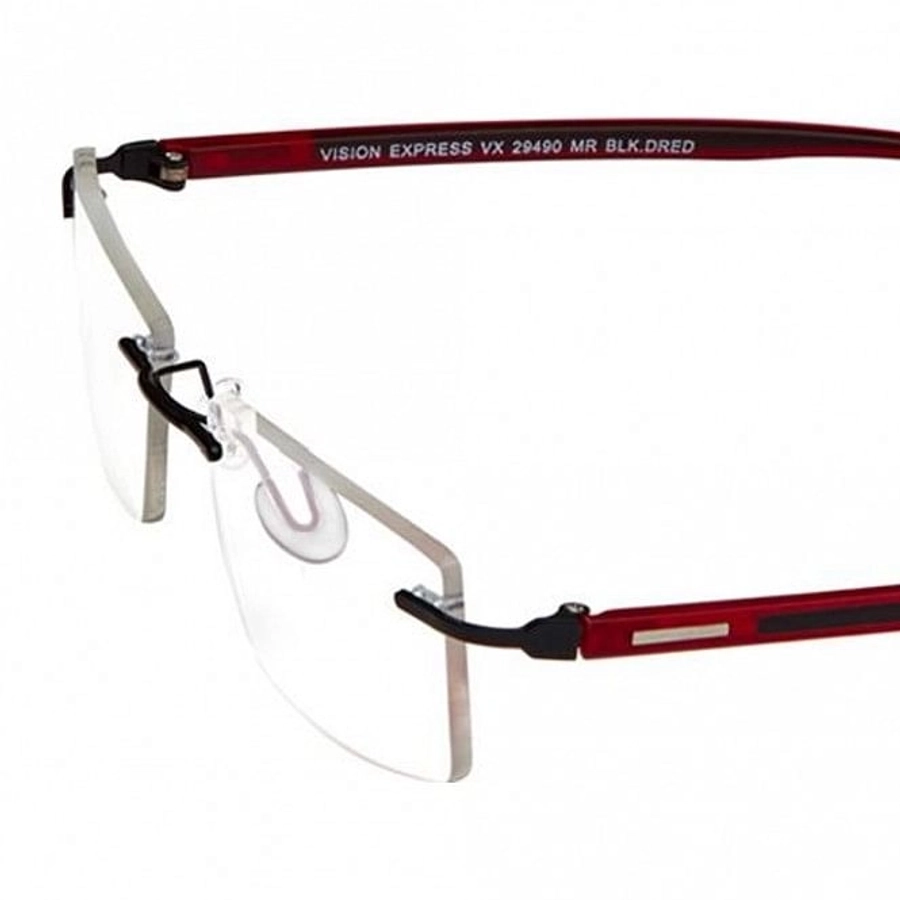 Rimless Metal Rectangle Black Medium Vision Express 29490 Eyeglasses