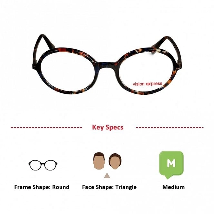 Full Rim Acetate Round Brown Medium Vision Express 12072 Eyeglasses