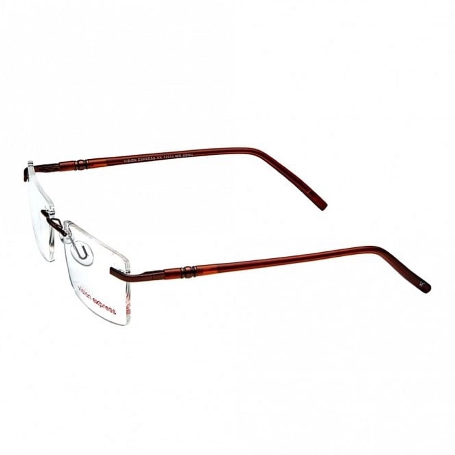 Rimless Metal Rectangle Brown Medium Vision Express 12074 Eyeglasses