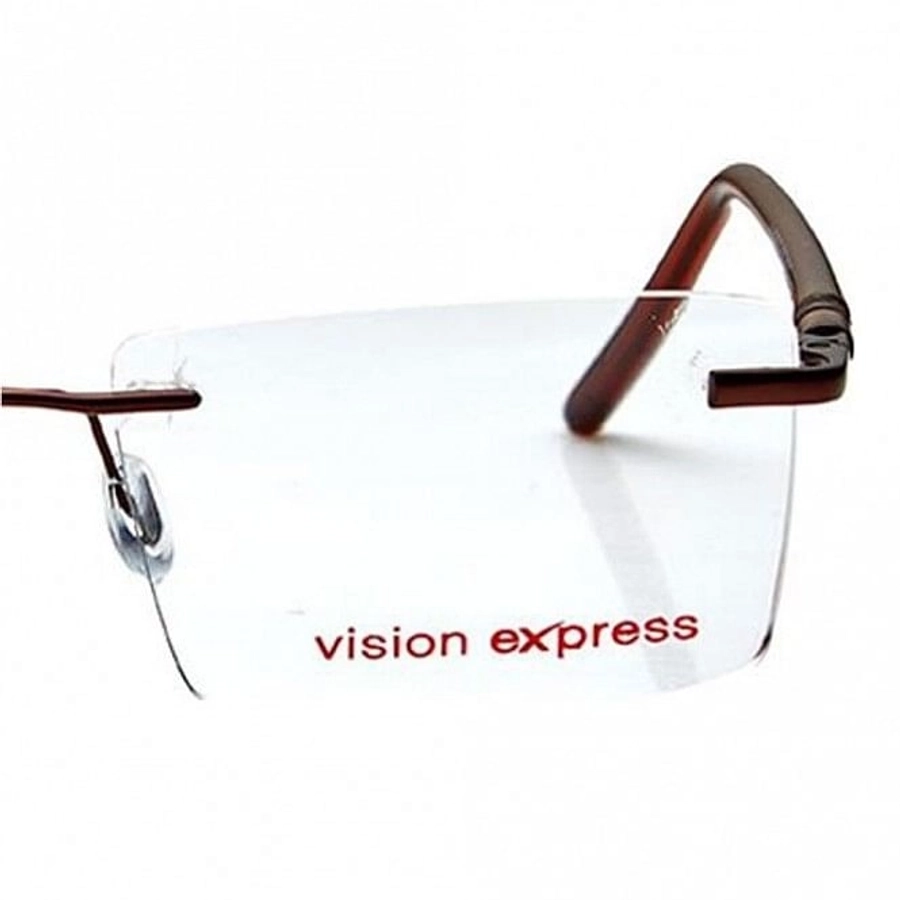 Rimless Metal Rectangle Brown Medium Vision Express 12074 Eyeglasses