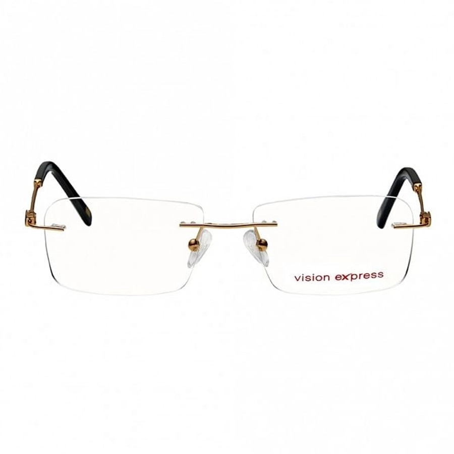 Rimless Metal Rectangle Gold Medium Vision Express 12075 Eyeglasses