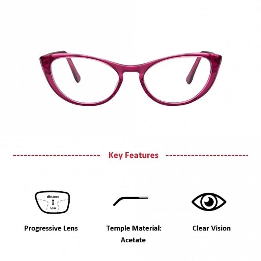 Full Rim Acetate Cat Eye Pink Medium Vision Express 49098 Eyeglasses