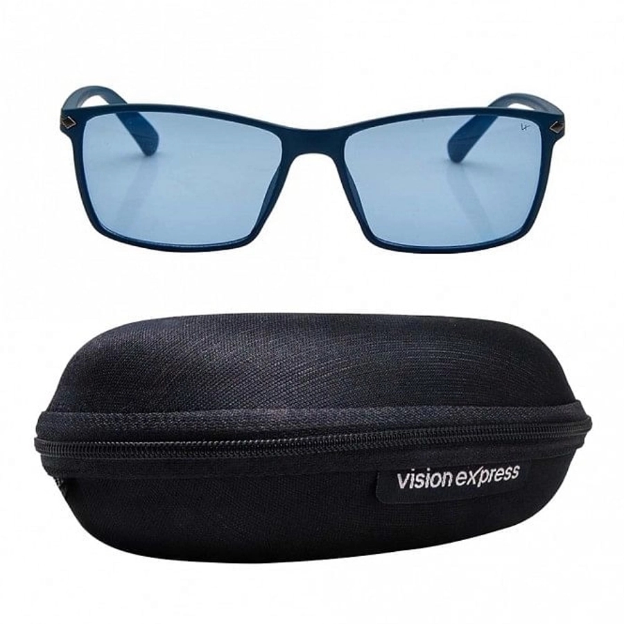 Rectangle Blue Polycarbonate Full Rim Medium Vision Express 21785 Sunglasses