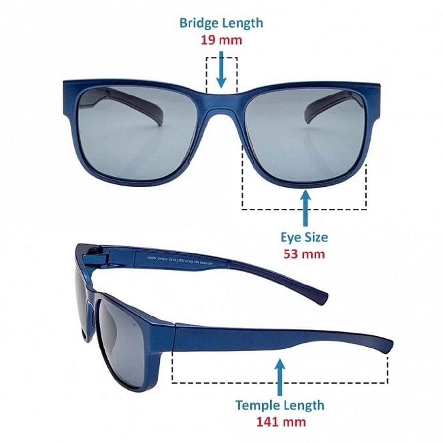 Buy Rectangle Polarised Lens Grey Solid Full Rim Medium Vision Express 21793P Sunglasses Online