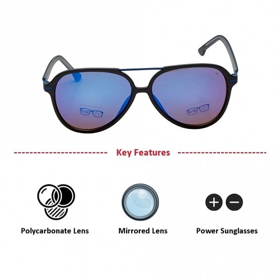 Aviator Blue Mirror Polycarbonate Full Rim Medium Vision Express 12081 Sunglasses