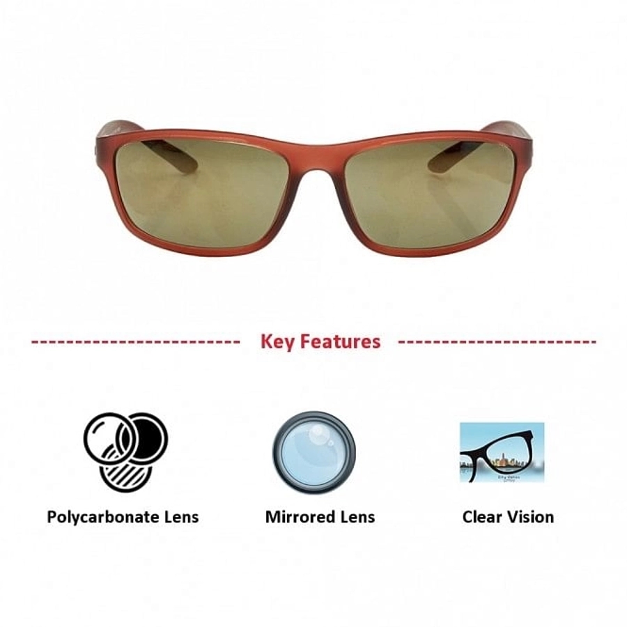 Rectangle Gold Polycarbonate Full Rim Medium Vision Express 81185 Sunglasses