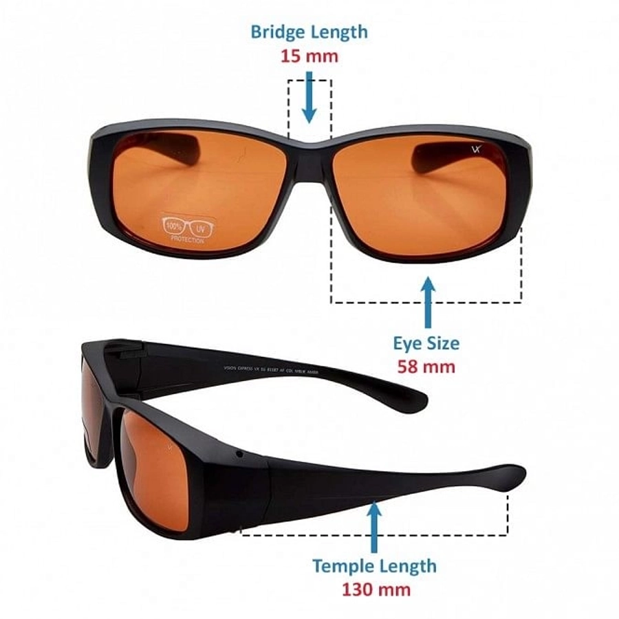 Wrap Amber Polycarbonate Full Rim Medium Vision Express 81187 Sunglasses