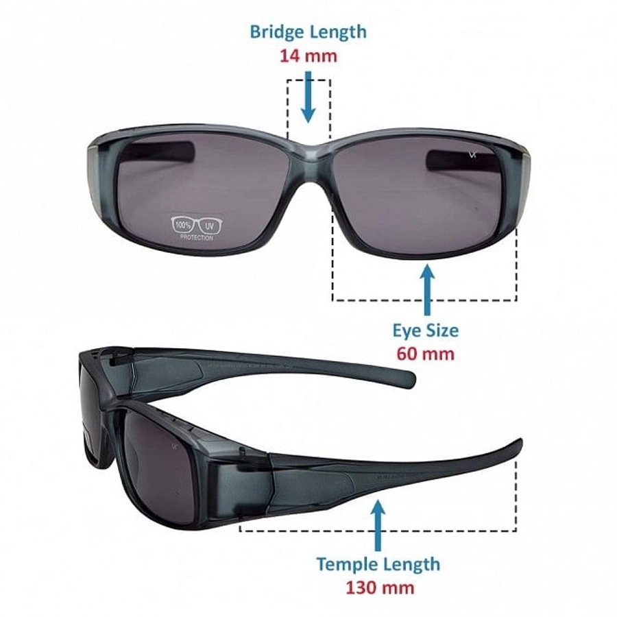 Wrap Grey Polycarbonate Full Rim Medium Vision Express 81188 Sunglasses