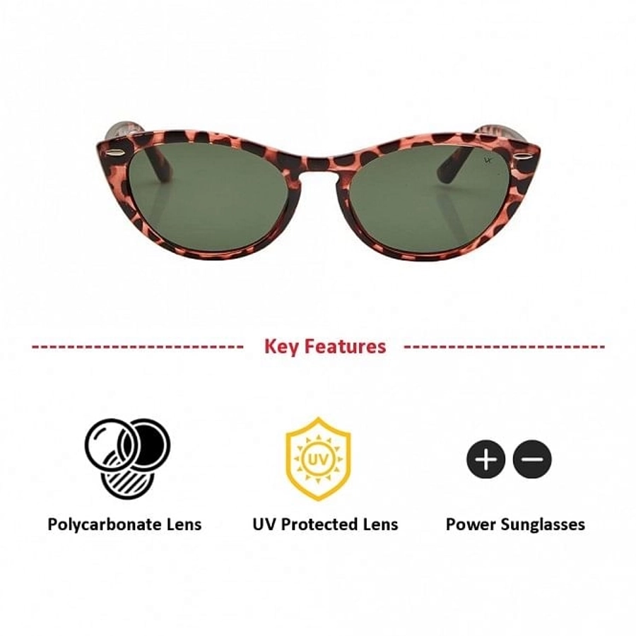 Cat eye Green Polycarbonate Full Rim Medium Vision Express 41383 Sunglasses