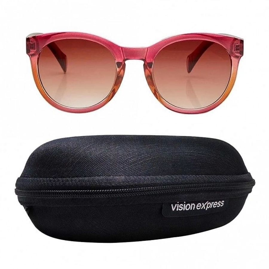 Round Brown Gradient Polycarbonate Full Rim Medium Vision Express 41384 Sunglasses