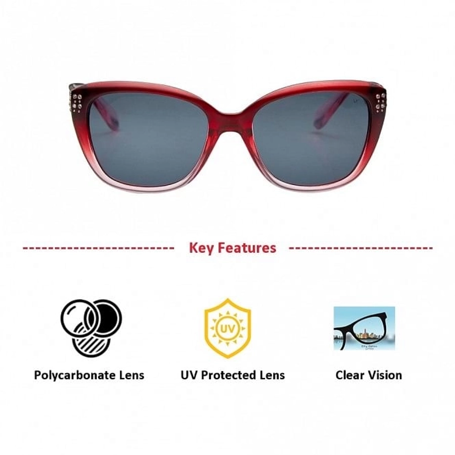 Cat eye Grey Polycarbonate Full Rim Medium Vision Express 41396 Sunglasses