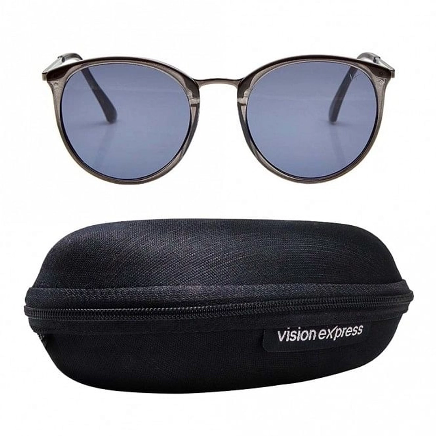 Round Grey Polycarbonate Full Rim Medium Vision Express 41397 Sunglasses