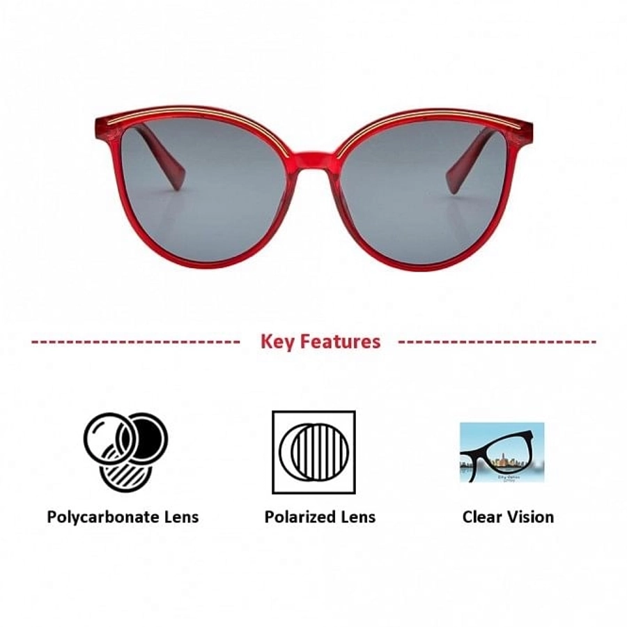 Cat eye Polarised Lens Grey Solid Full Rim Medium Vision Express 41407P Sunglasses