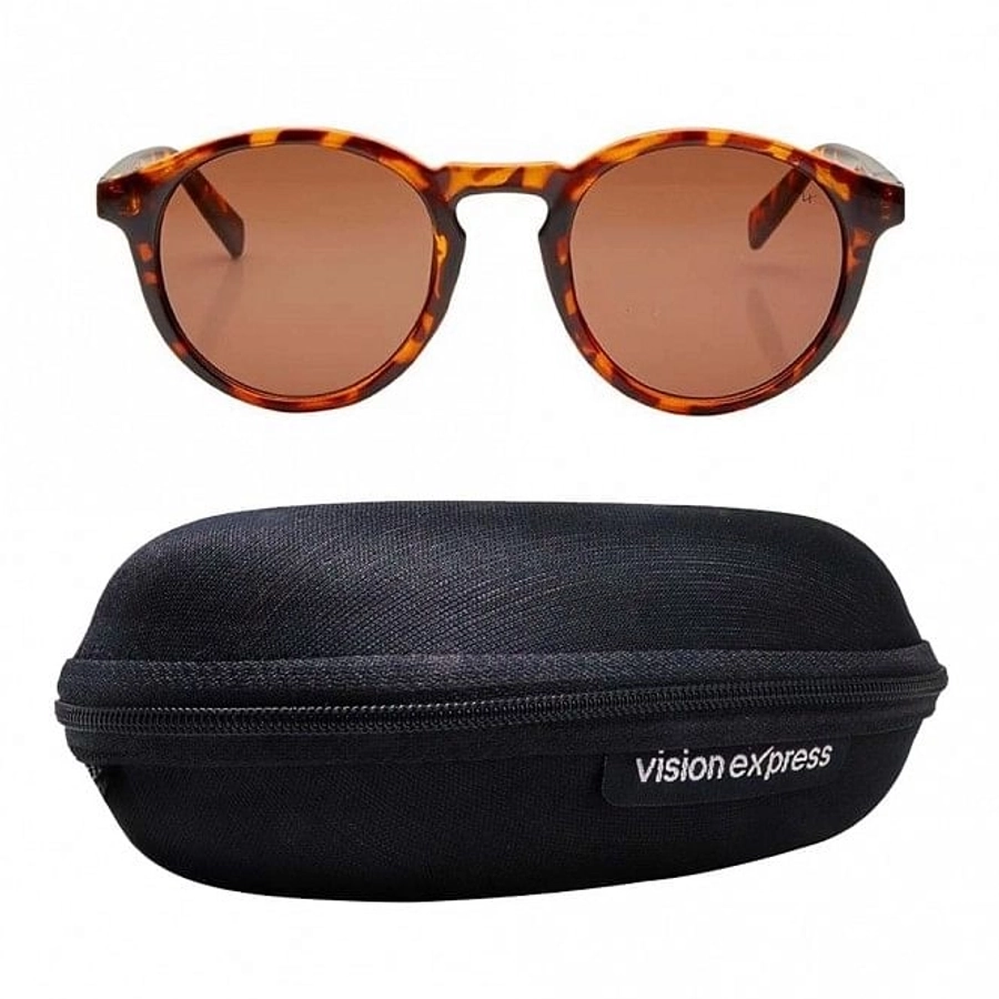 Round Brown Polycarbonate Full Rim Medium Vision Express 21800 Sunglasses