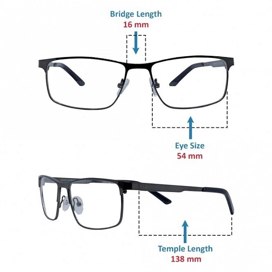 Full Rim Metal Rectangle Gun Metal Medium Vision Express 29511MF Eyeglasses