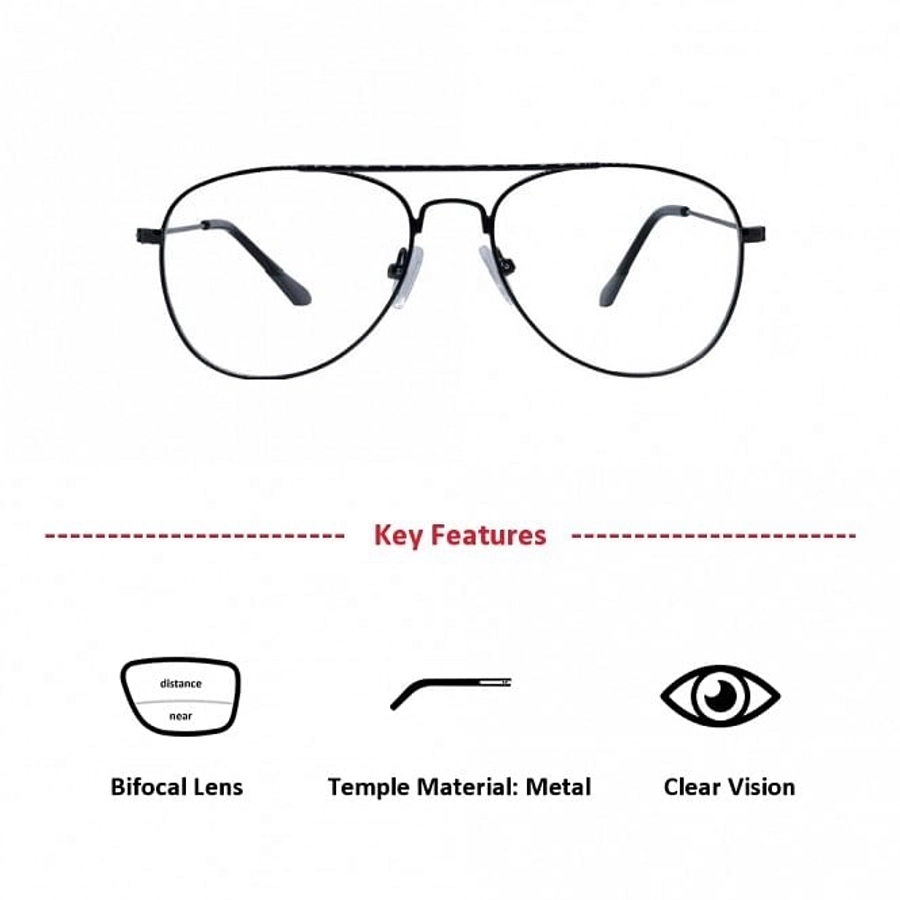 Full Rim Metal Aviator Black Medium Vision Express 12080MF Eyeglasses