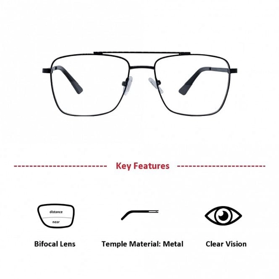 Full Rim Metal Rectangle Black Medium Vision Express 12081 MF Eyeglasses