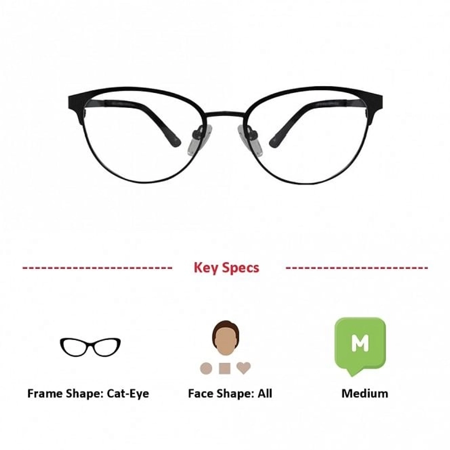 Full Rim Acetate Cat Eye Black Medium Vision Express 49100MF Eyeglasses