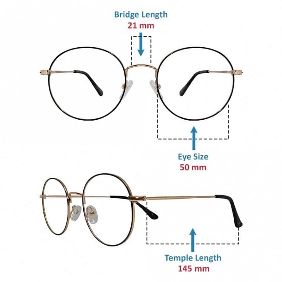 Full Rim Metal Round Black Medium Vision Express 12083MF Eyeglasses