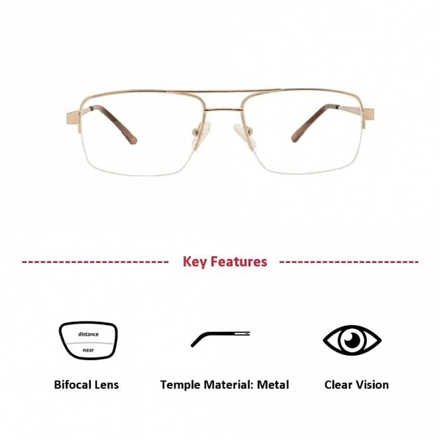 Half Rim Metal Rectangle Gold Large Vision Express 12084 MH Eyeglasses