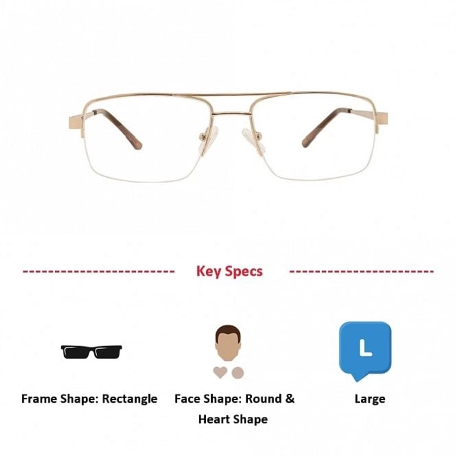 Half Rim Metal Rectangle Gold Large Vision Express 12084 MH Eyeglasses