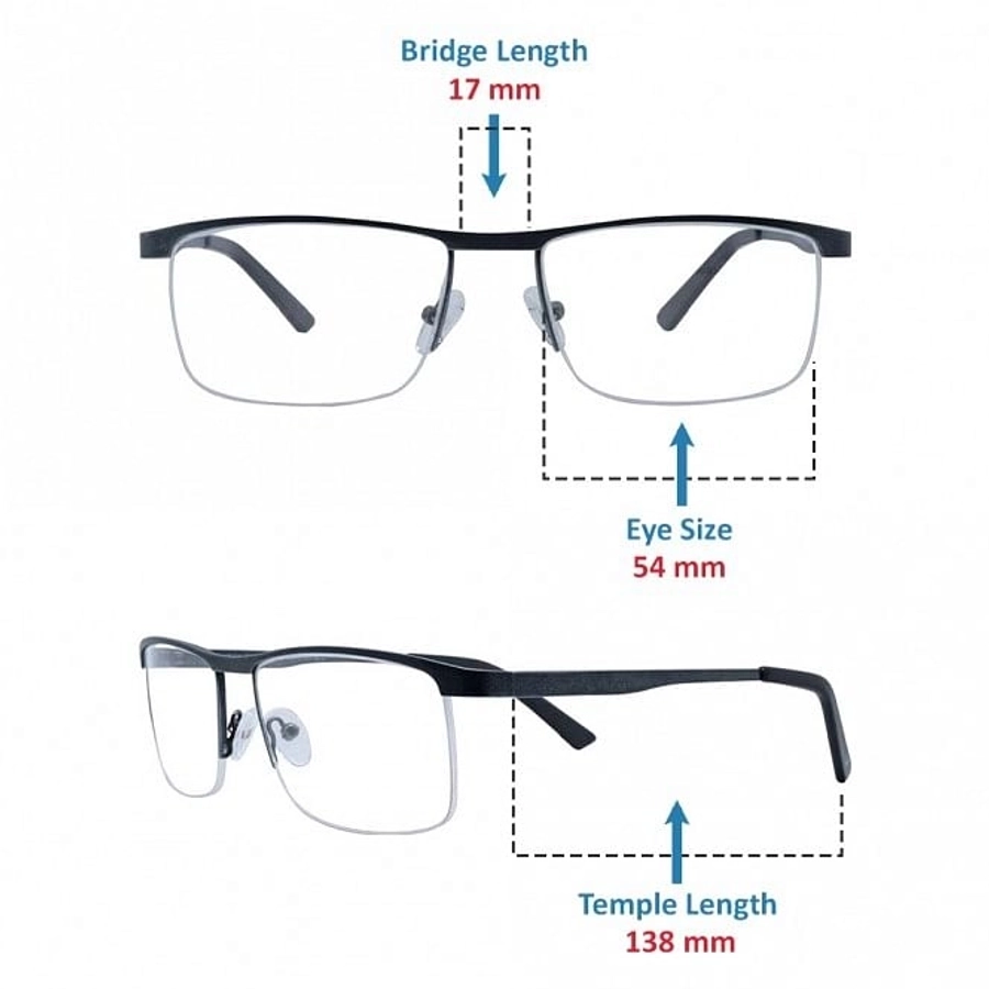 Half Rim Metal Rectangle Blue Medium Vision Express 29515MH Eyeglasses