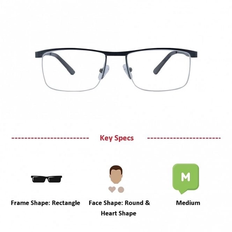 Half Rim Metal Rectangle Blue Medium Vision Express 29515MH Eyeglasses