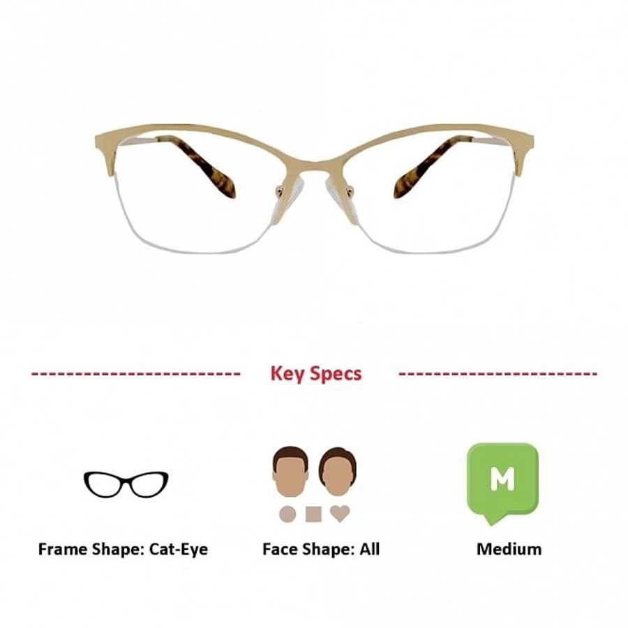 Half Rim Metal Cat Eye Gold Unisex Medium Vision Express 49101MH Eyeglasses