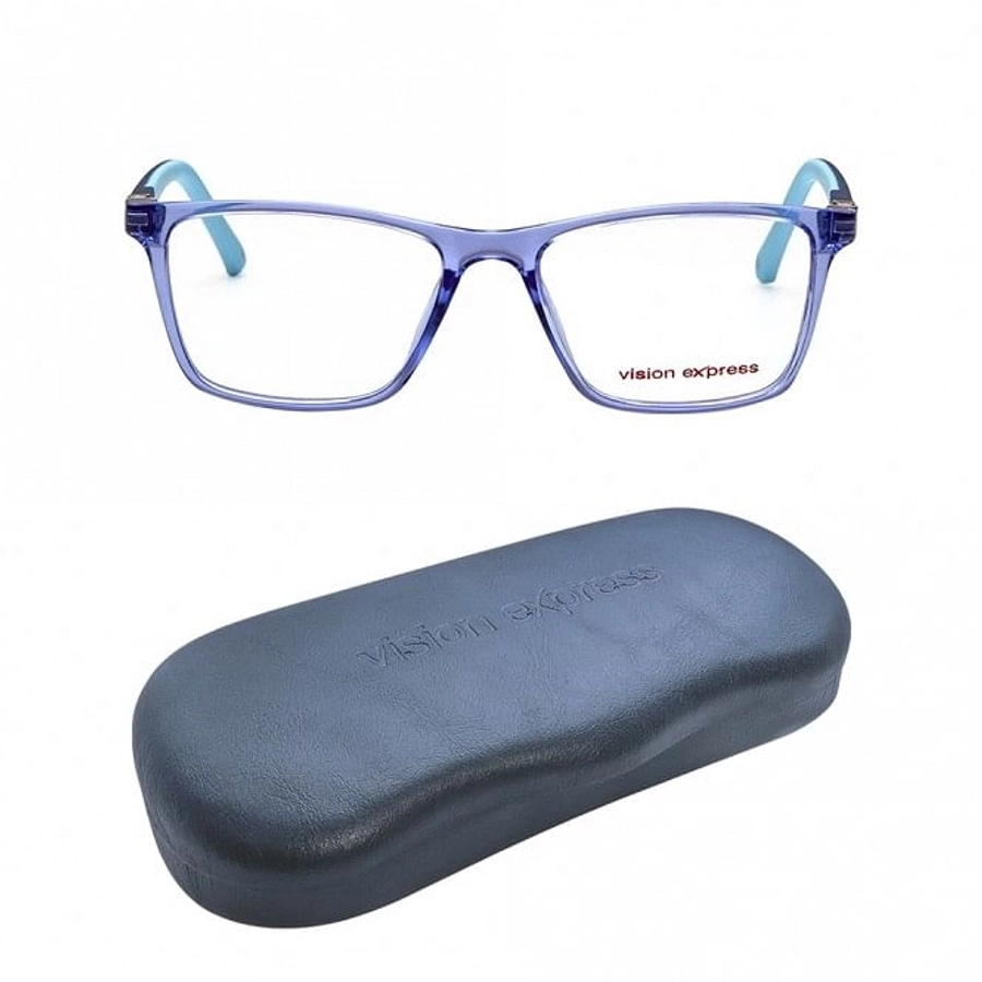 Rectangle Blue Polycarbonate Medium Vision Express 61350 Kids Eyeglasses
