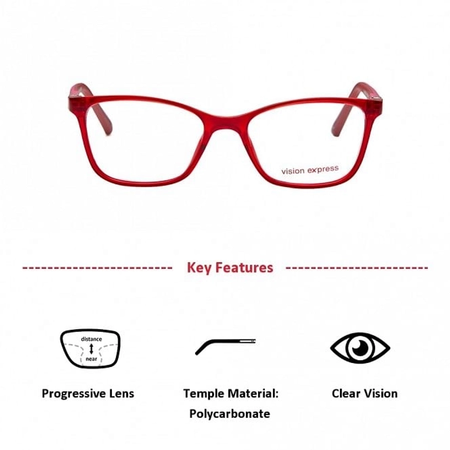 Rectangle Red Polycarbonate Small Vision Express 61359 Kids Eyeglasses
