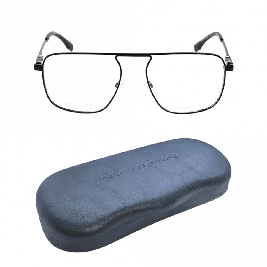 Full Rim Metal Rectangle Black Medium Heritage HEOM0022 Eyeglasses