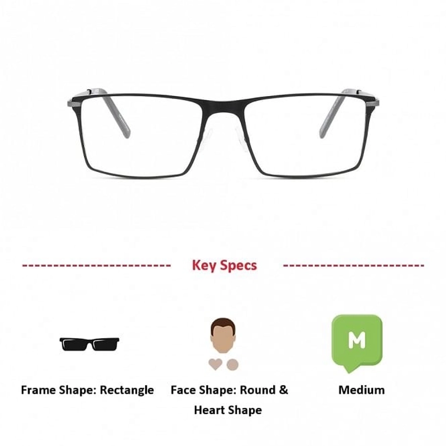 Full Rim Titanium Rectangle Grey Medium Unofficial UNOM0048 Eyeglasses