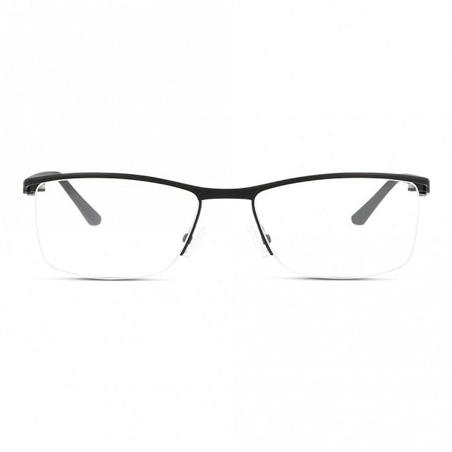 Half Rim Metal Rectangle Black Large Unofficial UNOM0086 Eyeglasses