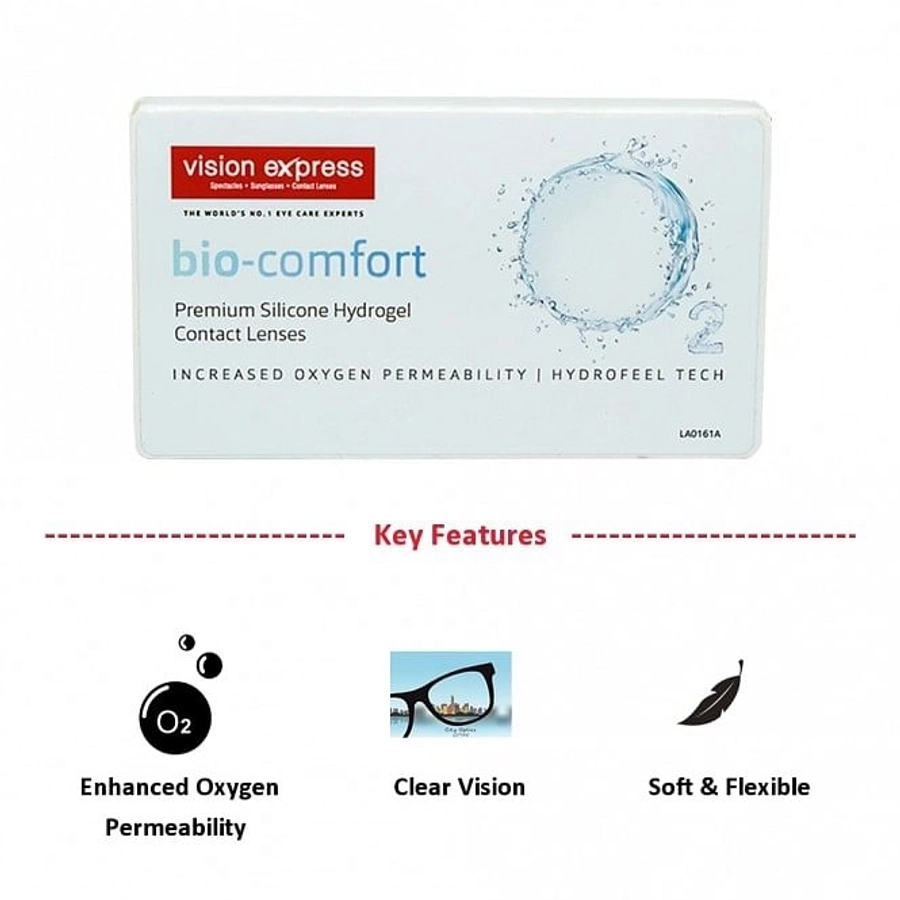 Monthly Bio-Comfort - Premium Silicon Hydrogel Contact Lenses(6 Lens Pack)