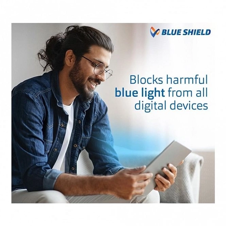 Blue Shield (Zero Power) Computer Glasses : Full Rim Rectangle Black Polycarbonate Medium 12033B