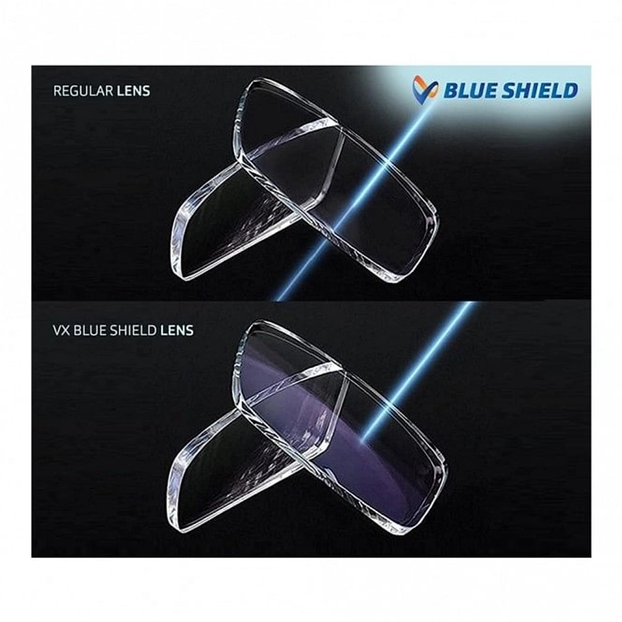 Blue Shield (Zero Power) Computer Glasses : Full Rim Rectangle Black Polycarbonate Medium 29469B