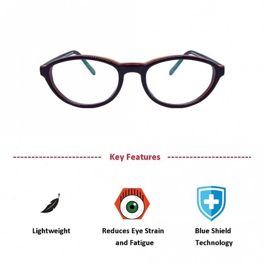 Blue Shield (Zero Power) Kids Computer Glasses: Oval Black Acetate Small 61402AF