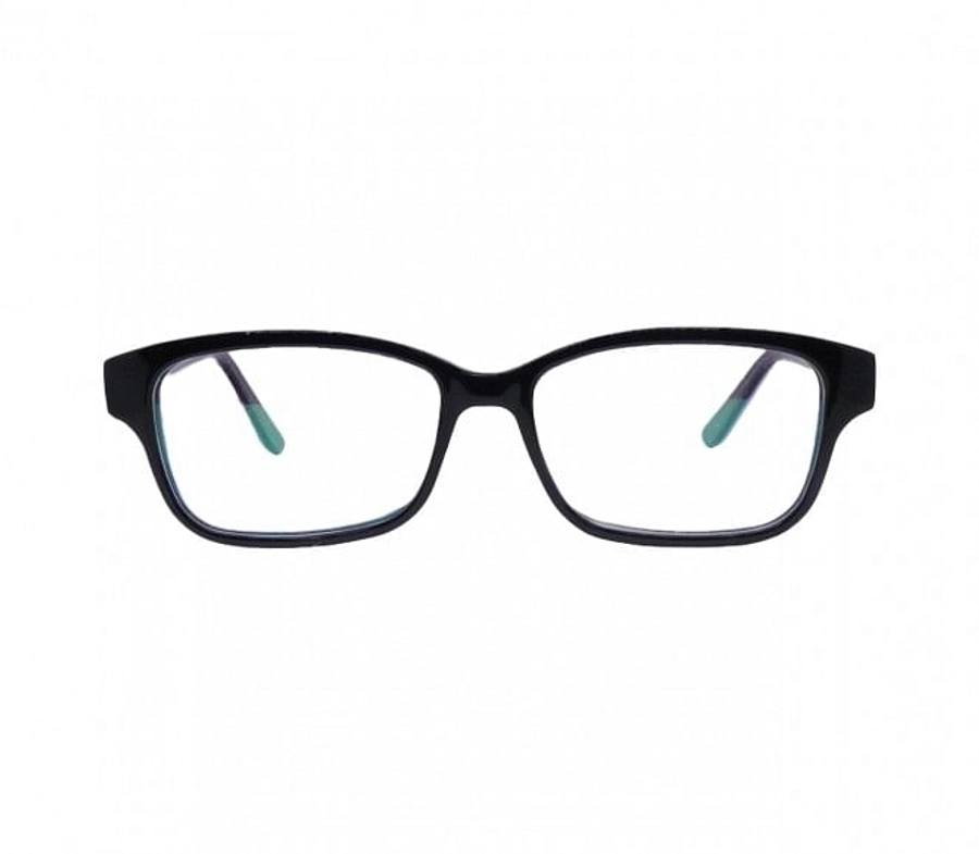 Blue Shield (Zero Power) Kids Computer Glasses: Oval Black Acetate Large 61405AF