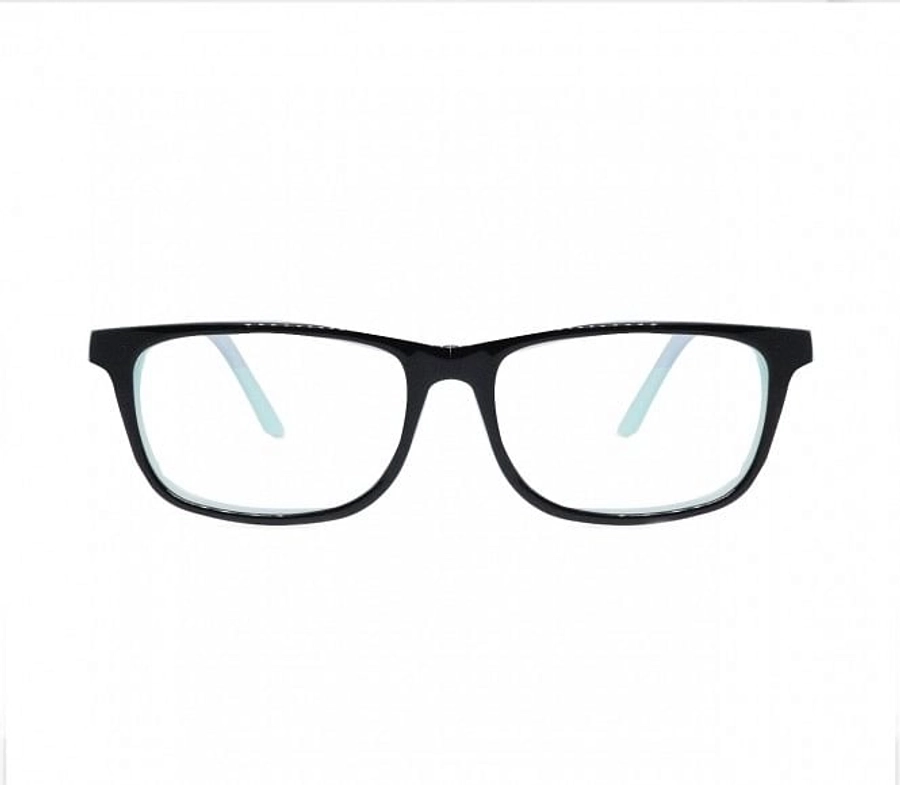 Blue Shield (Zero Power) Kids Computer Glasses: Rectangle Black Acetate Medium 61407AF