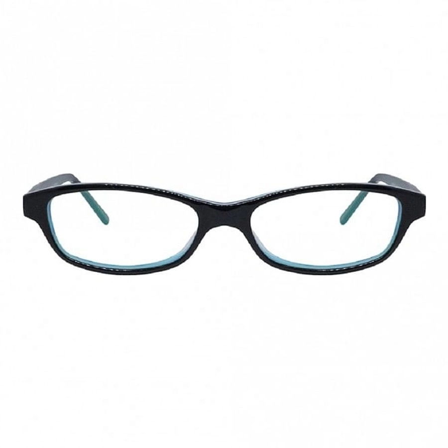 Blue Shield (Zero Power) Kids Computer Glasses: Oval Black Acetate Large 61408AF
