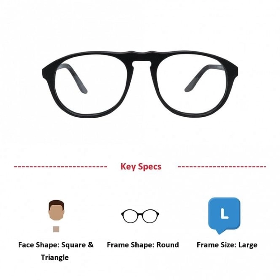 Blue Shield (Zero Power) Kids Computer Glasses: Round Black Acetate Large 61412AF