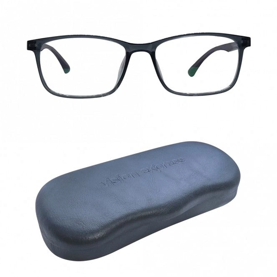 Blue Shield (Zero Power) Computer Glasses: Full Rim Rectangle Grey TR90 Unisex Medium 29552B