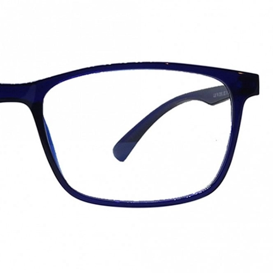 Blue Shield (Zero Power) Computer Glasses: Full Rim Rectangle Blue TR90 Unisex Medium 29552B
