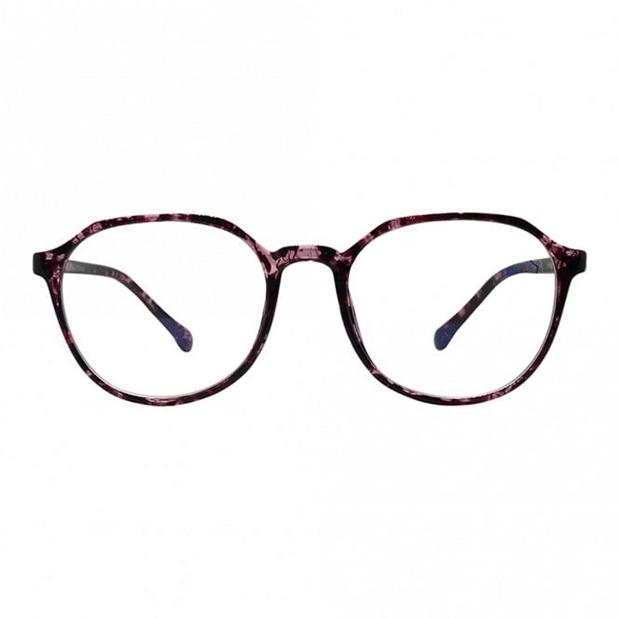Blue Shield (Zero Power) Computer Glasses: Full Rim Round Wine Polycarbonate Medium 29555B