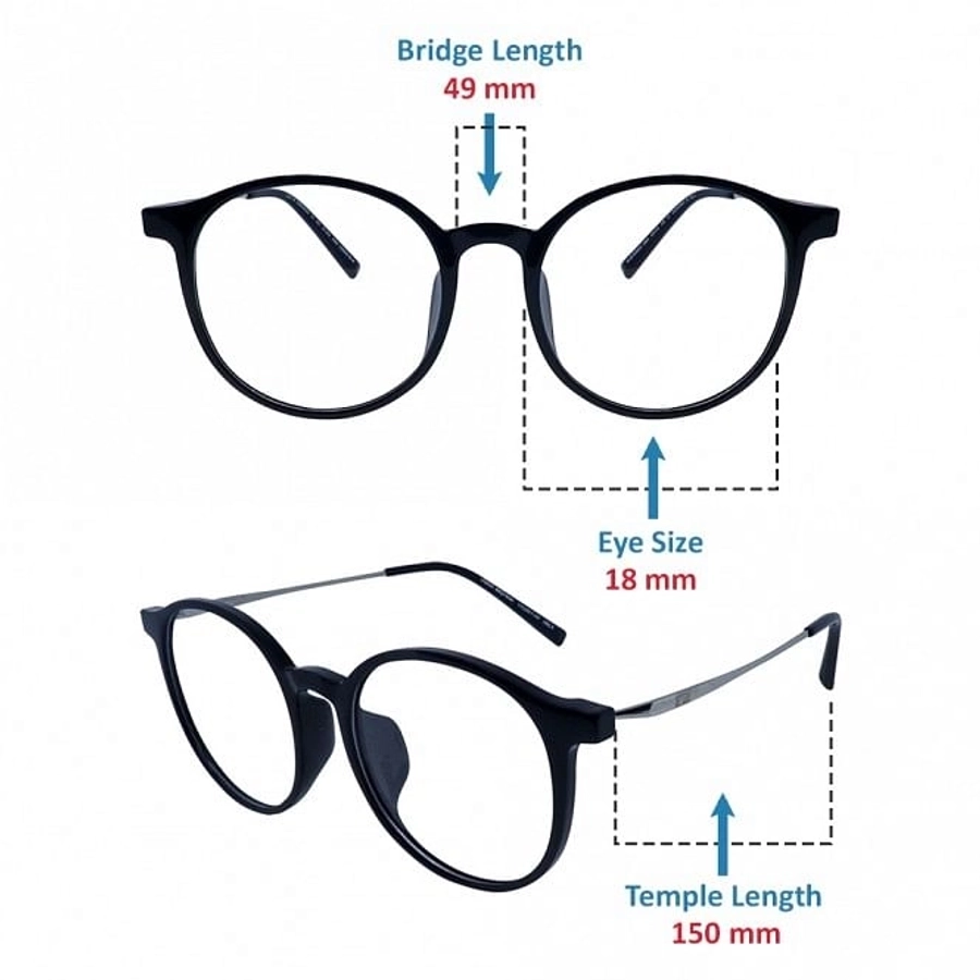 Full Rim TR90 Round Black Unisex Medium Vision Express 29611AF Eyeglasses