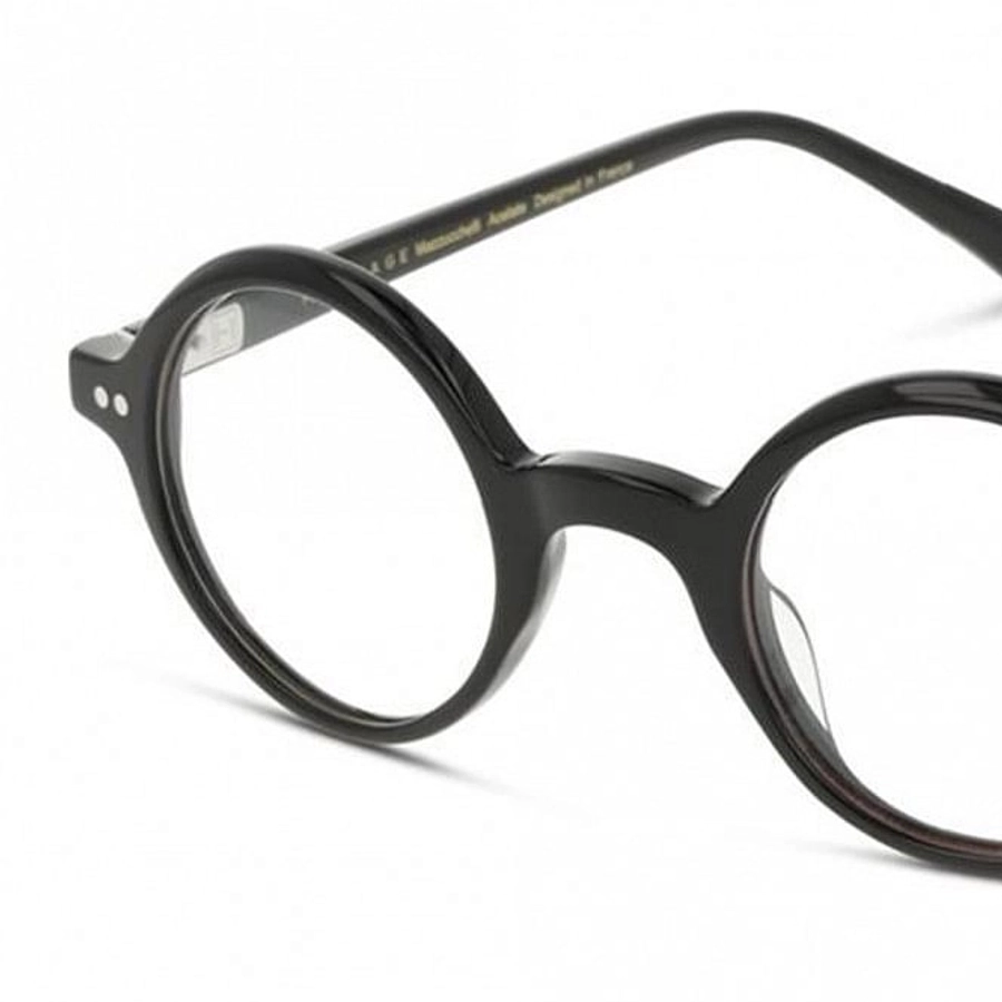 Full Rim Acetate Round Black Male Small Heritage HEOM5052 Eyeglasses