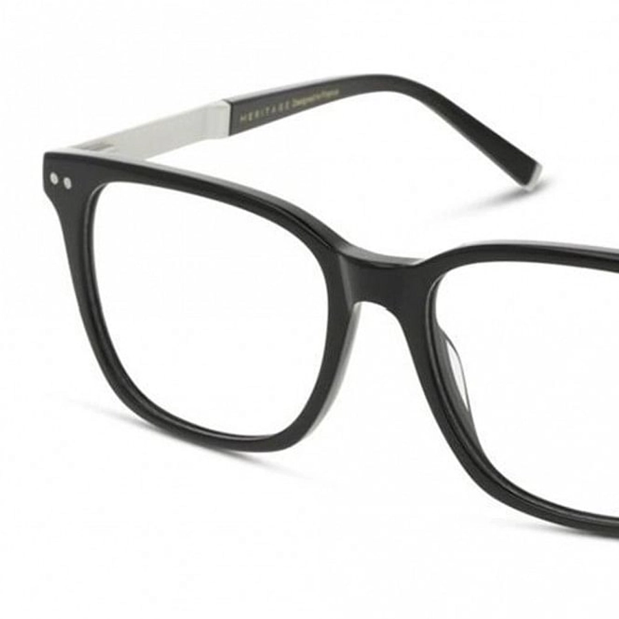 Full Rim Acetate Square Black Male Medium Heritage HEOM5032 Eyeglasses