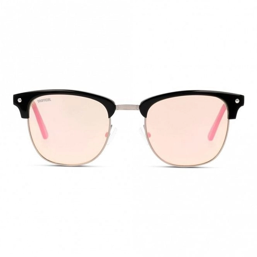 Rectangle Mirrored Lens Pink Black Acetate Full Rim Unisex Small Unofficial UNSU0006 Sunglasses