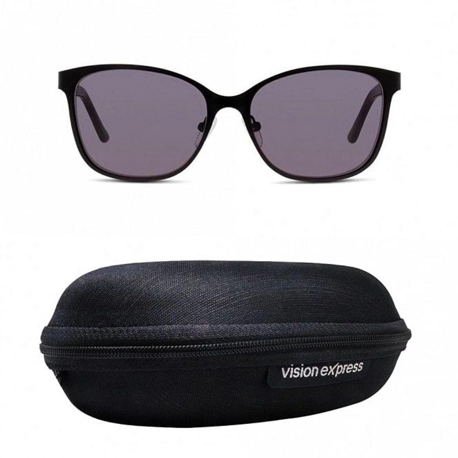 Oval UV Protected Lens Grey Black Acetate Full Rim  Medium C-line CNEF07 Sunglasses