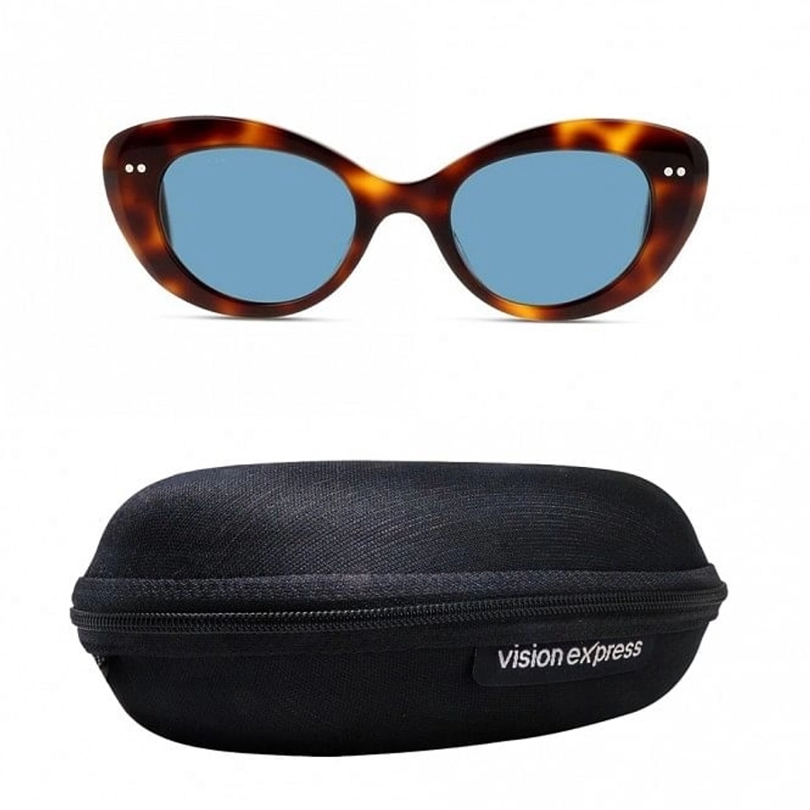Oval Polarised Lens Blue Brown Acetate Full Rim  Small Heritage HSKF04 Sunglasses